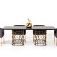 Modrest Natalie Modern Black Acacia & Antique Brass Dining Table | Modishstore | Dining Tables