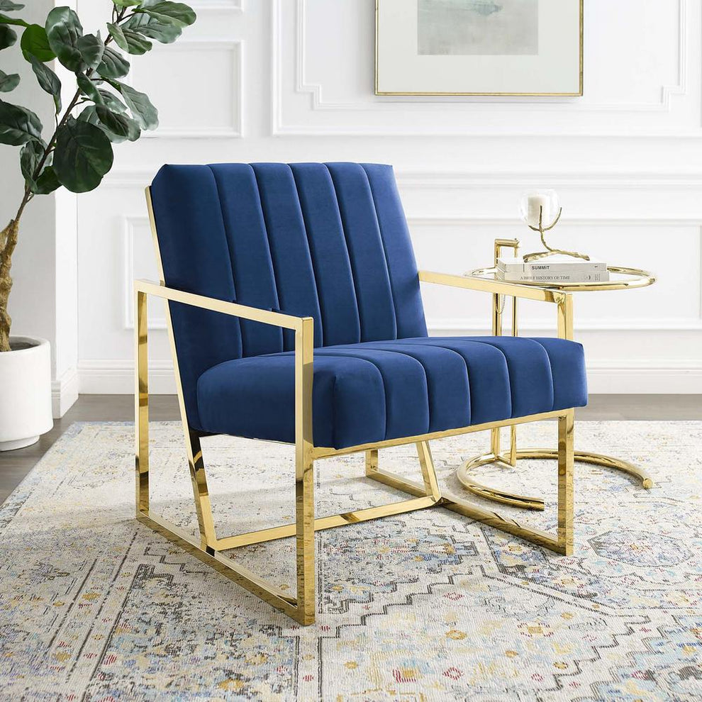 Modway Inspire Channel Tufted Performance Velvet Armchair - EEI-3914 | Armchairs | Modishstore - 9
