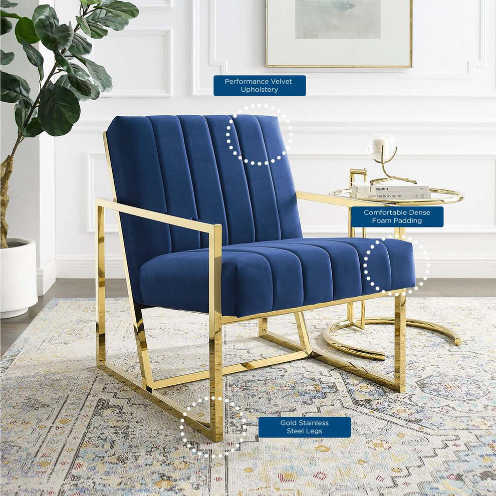Modway Inspire Channel Tufted Performance Velvet Armchair - EEI-3914 | Armchairs | Modishstore - 12