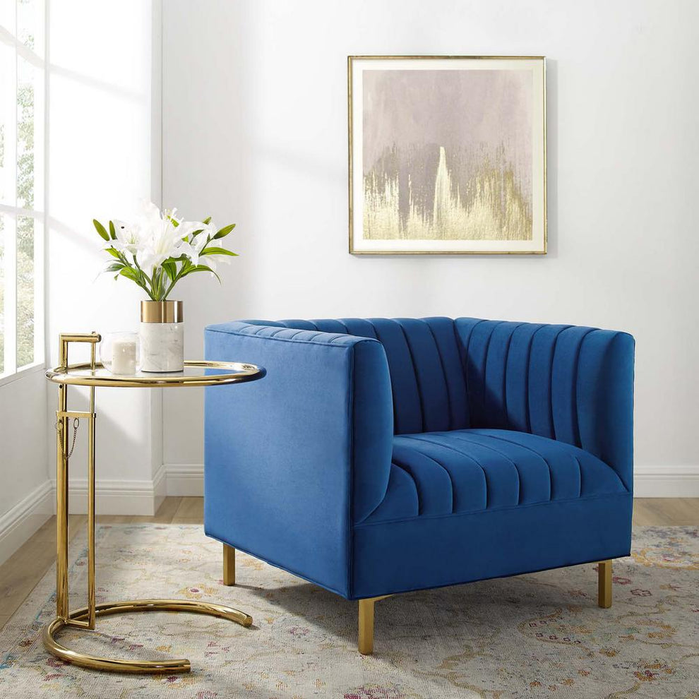 Modway Shift Channel Tufted Performance Velvet Armchair - EEI-4130 | Armchairs | Modishstore - 8