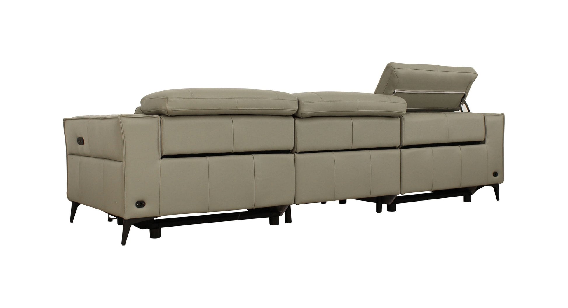 Divani Casa Nella - Modern Light Grey Leather 4-Seater Sofa w/ Electric Recliners-5