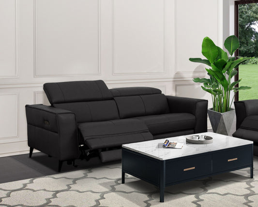 Divani Casa Nella - Modern Light Grey Leather Armchair w/ Electric Recliner | Modishstore | Sofas