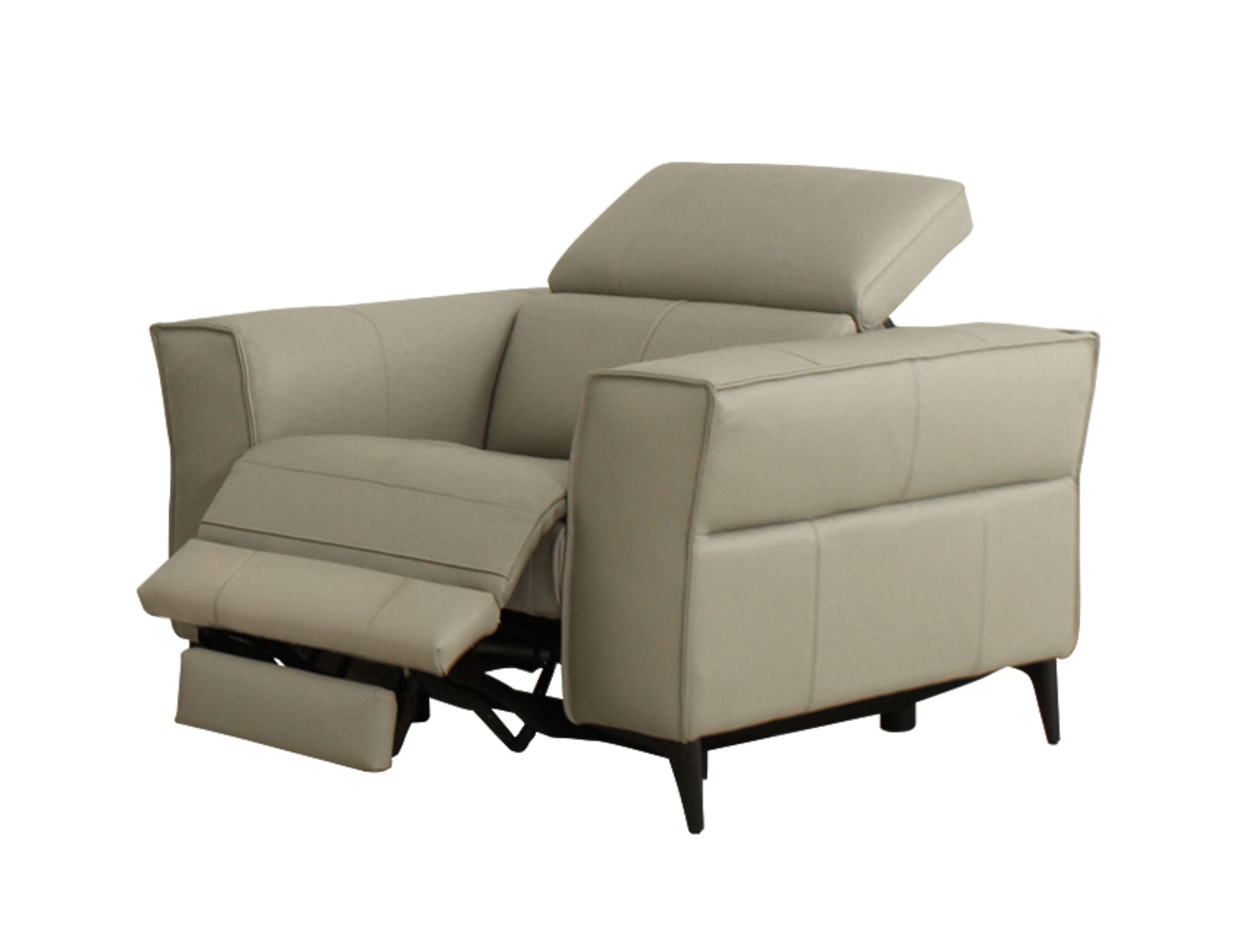 Divani Casa Nella - Modern Light Grey Leather Armchair w/ Electric Recliner-2