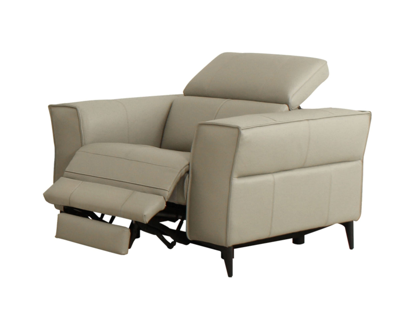 Divani Casa Nella - Modern Light Grey Leather Armchair w/ Electric Recliner-3