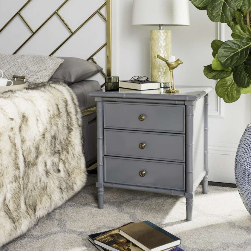 Safavieh Mina Modern Coastal 3 Drawer 25" H Bamboo Nightstand | Nightstands | Modishstore - 2