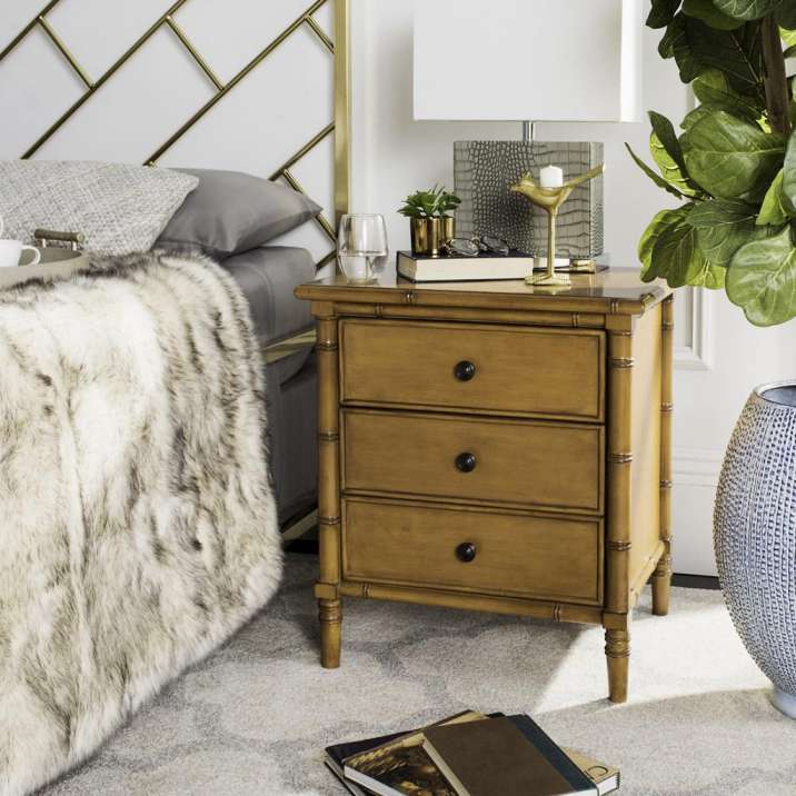 Safavieh Mina Coastal 3 Drawer 25" H Bamboo Nightstand | Nightstands | Modishstore - 2