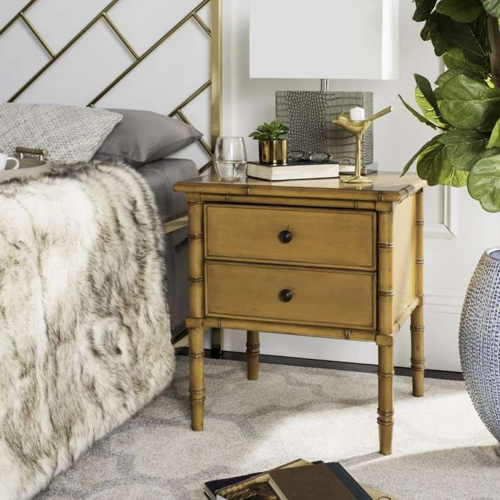 Safavieh Mina Coastal 2 Drawer 25"H Bamboo Nightstand | Nightstands | Modishstore - 2