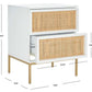 Safavieh Zadie 2 Drawer Rattan Nightstand - White With Natural Rattan | Nightstands | Modishstore - 4