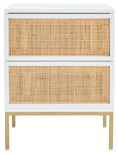 Safavieh Zadie 2 Drawer Rattan Nightstand - White With Natural Rattan | Nightstands | Modishstore - 2