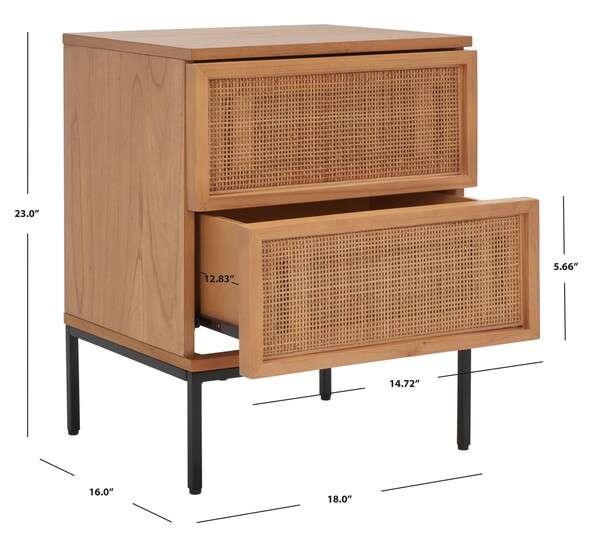 Safavieh Zadie 2 Drawer Rattan Nightstand - Natural With Natural Rattan | Nightstands | Modishstore - 4