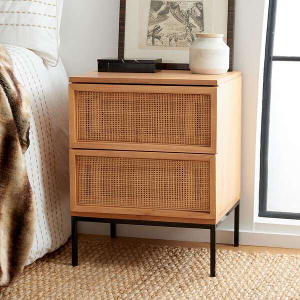 Safavieh Zadie 2 Drawer Rattan Nightstand - Natural With Natural Rattan | Nightstands | Modishstore