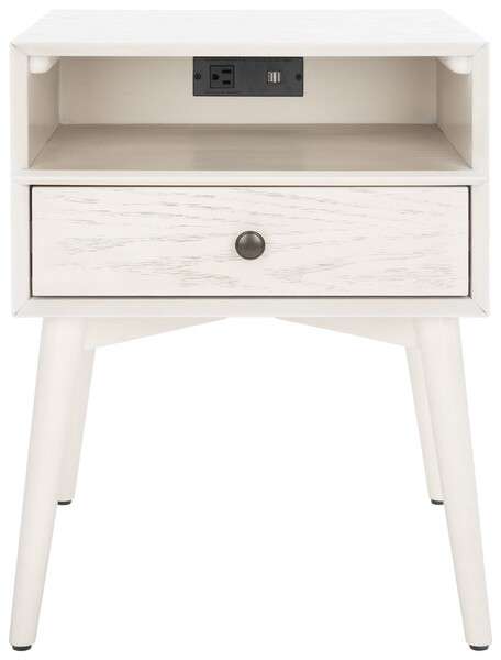 Safavieh Scully Nightstand W/ Usb - White Wash | Nightstands | Modishstore - 2