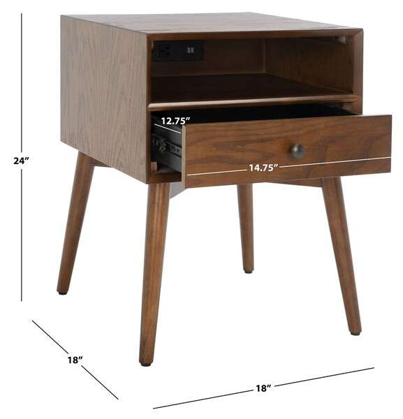Safavieh Scully Nightstand W/ Usb - Oak | Nightstands | Modishstore - 4