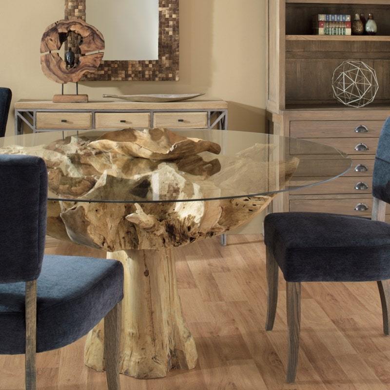 Natura Recycled Teakwood Dining Table W/O Glass top by Jeffan | Dining Tables | Modishstore - 2