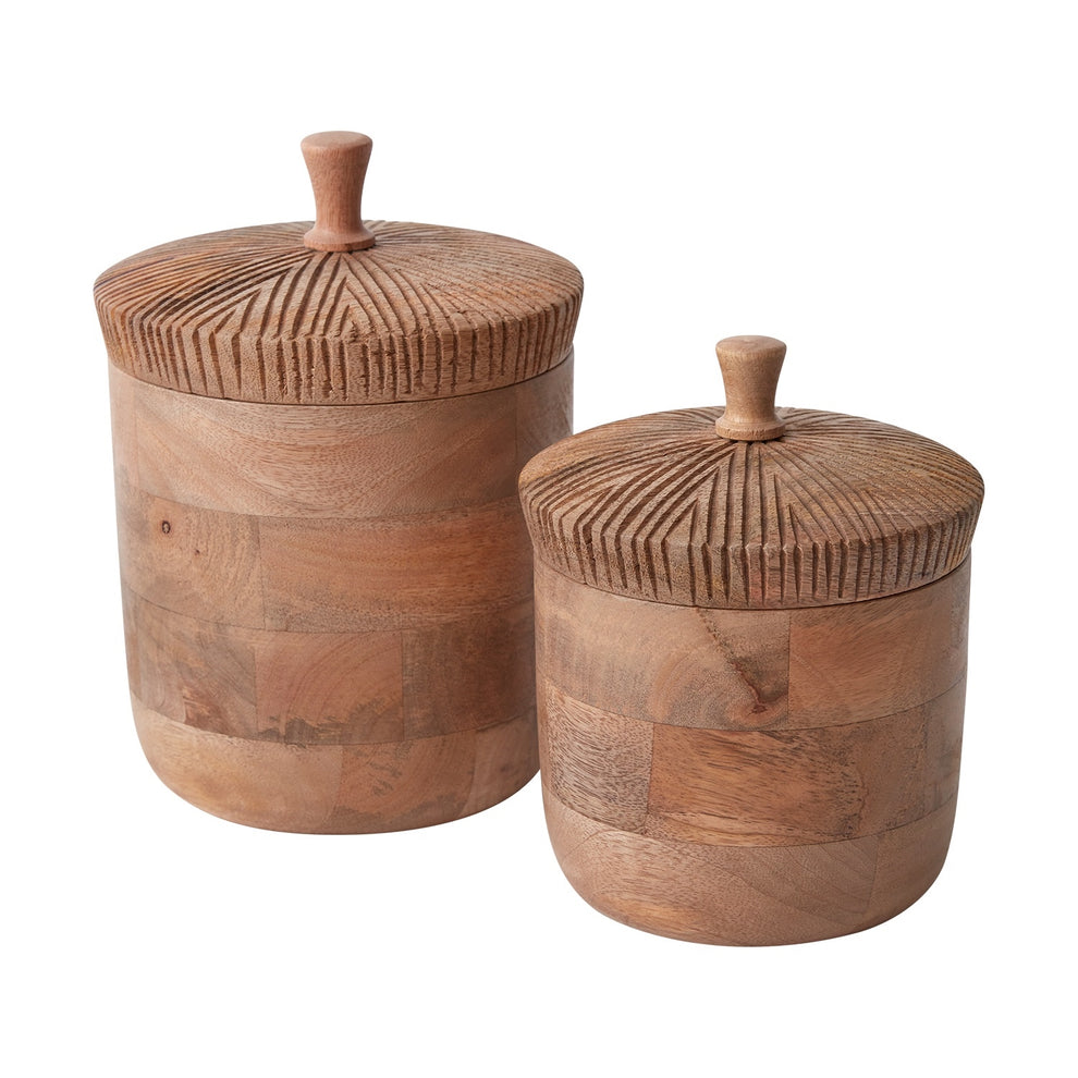 Oaknut Canister Set Of 2 By Accent Decor | Jars & Canisters | Modishstore - 1