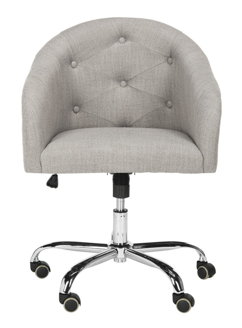 Safavieh Amy Tufted Linen Chrome Leg Swivel Office Chair | Office Chairs | Modishstore - 1