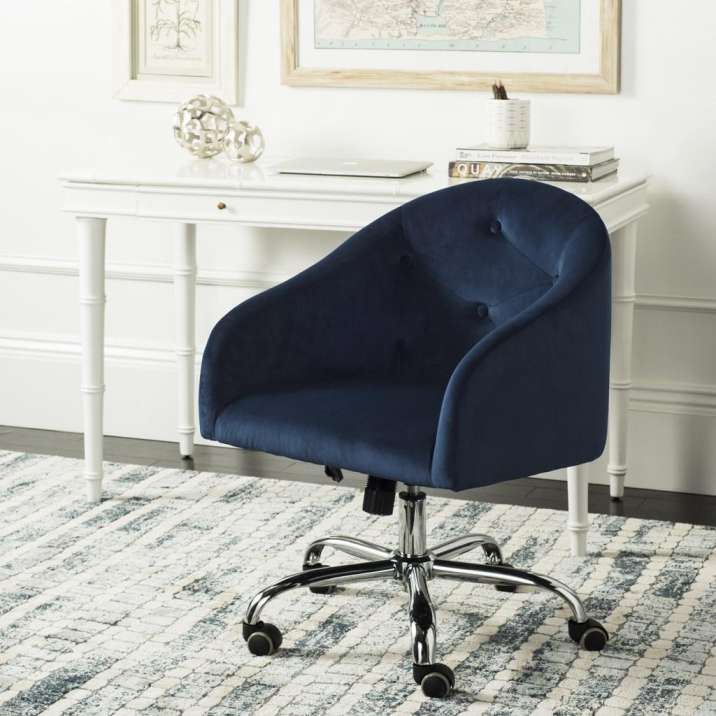Safavieh Amy Tufted Velvet Chrome Leg Swivel Office Chair | Office Chairs | Modishstore - 2