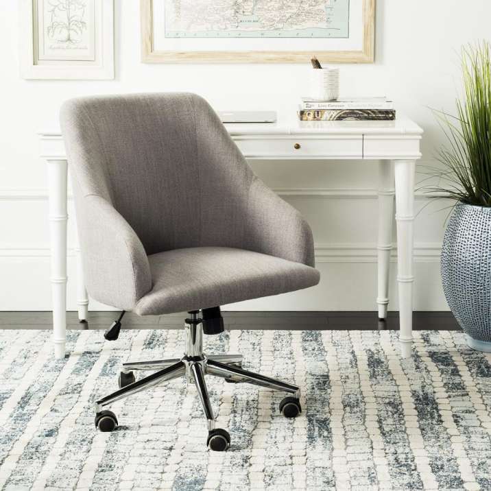 Safavieh Adrienne Linen Chrome Leg Swivel Office Chair | Office Chairs | Modishstore - 2