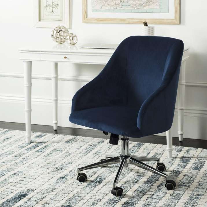 Safavieh Adrienne Velvet Chrome Leg Swivel Office Chair | Office Chairs | Modishstore - 2