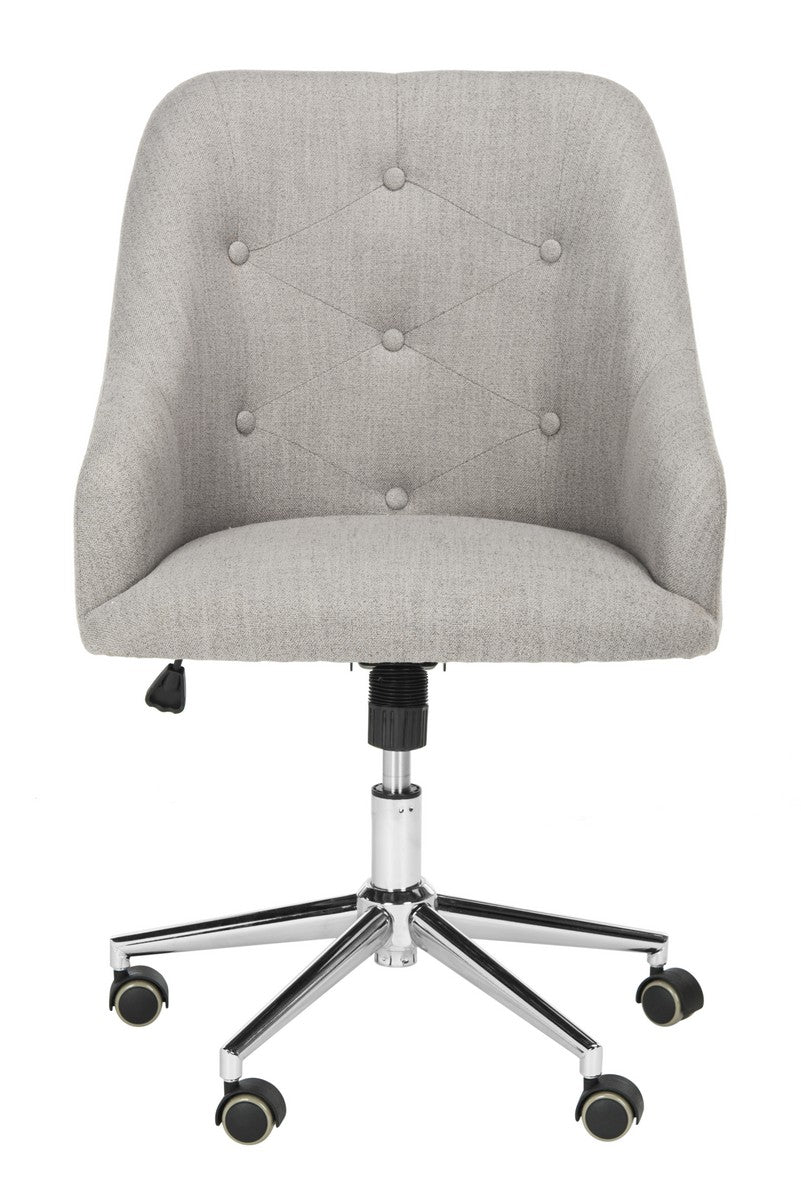 Safavieh Evelynn Tufted Linen Chrome Leg Swivel Office Chair | Office Chairs | Modishstore - 1