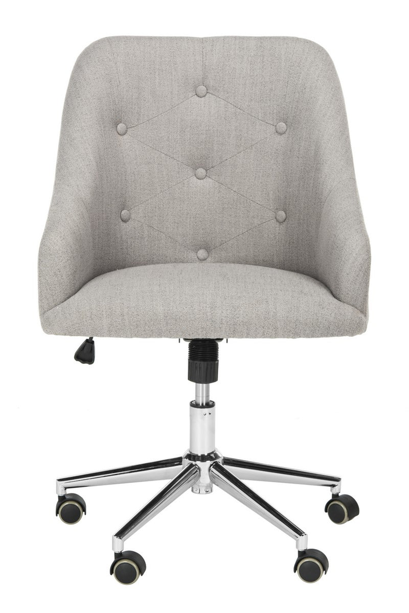 Safavieh Evelynn Tufted Linen Chrome Leg Swivel Office Chair | Office Chairs | Modishstore - 1
