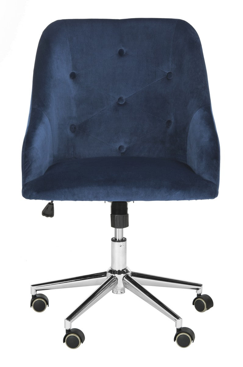 Safavieh Evelynn Tufted Velvet Chrome Leg Swivel Office Chair | Office Chairs | Modishstore - 1