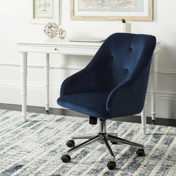 Safavieh Evelynn Tufted Velvet Chrome Leg Swivel Office Chair | Office Chairs | Modishstore - 2