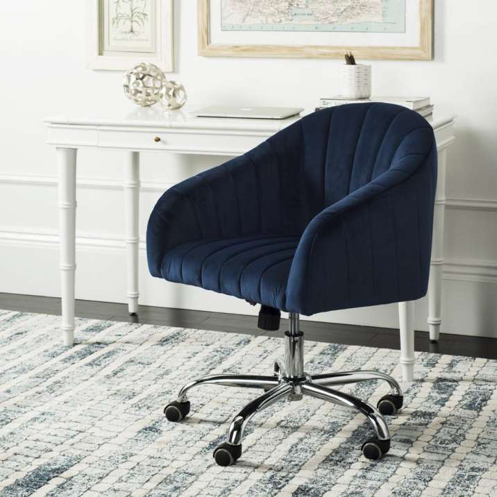 Safavieh Themis Velvet Chrome Leg Swivel Office Chair | Office Chairs | Modishstore - 2