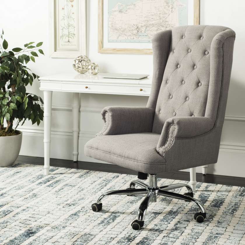 Safavieh Ian Linen Chrome Leg Swivel Office Chair | Office Chairs | Modishstore - 2