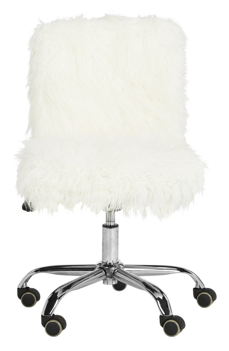 Safavieh Whitney Faux Sheepskin Chrome Leg Swivel Office Chair | Office Chairs | Modishstore - 1