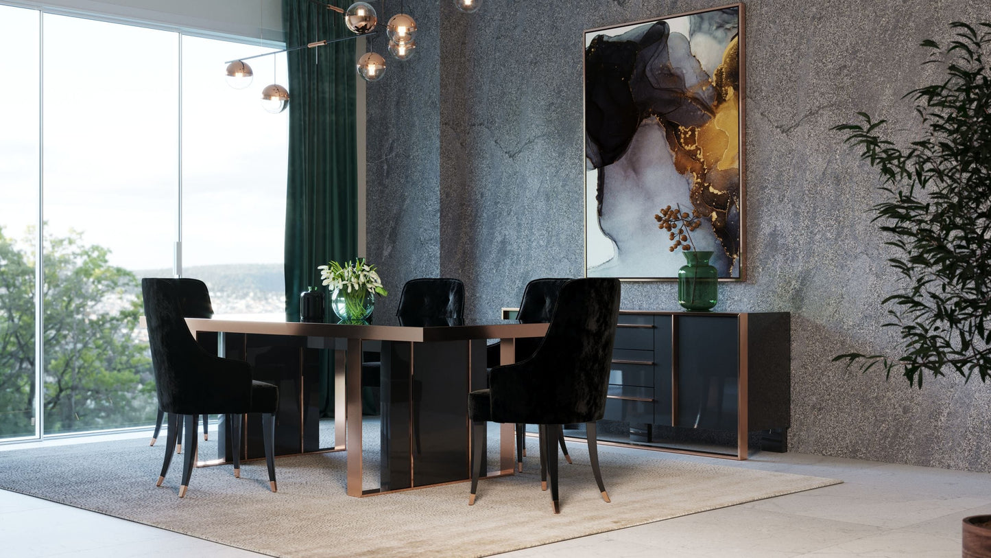 Nova Domus Cartier Modern Black & Rosegold Dining Table-2