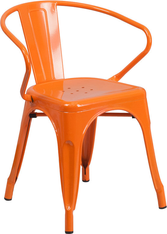 Flash Furniture Metal Indoor-Outdoor Chair With Arms | Outdoor Chairs | Modishstore - 3