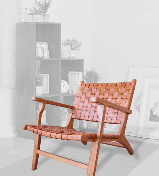 Oslo Leather & Teak Arm Chair | ModishStore | Armchairs