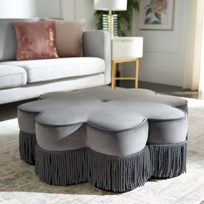 Safavieh Tanith Flower Ottoman | Ottomans | Modishstore - 4