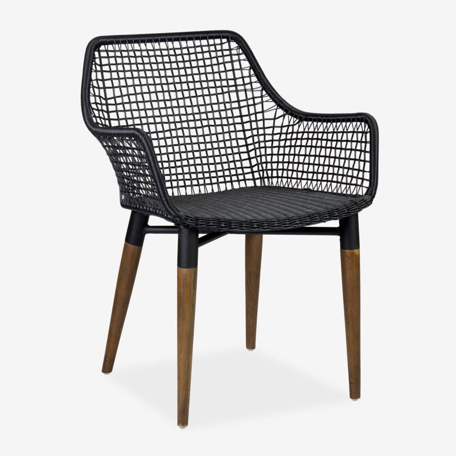 Outdoor Mercury Arm Chair With Wood-Teak, Iron, Polypeel Accents Legs Synthetic Rattan by Jeffan | Outdoor Chairs | Modishstore
