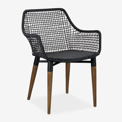 Outdoor Mercury Arm Chair With Wood-Teak, Iron, Polypeel Accents Legs Synthetic Rattan by Jeffan