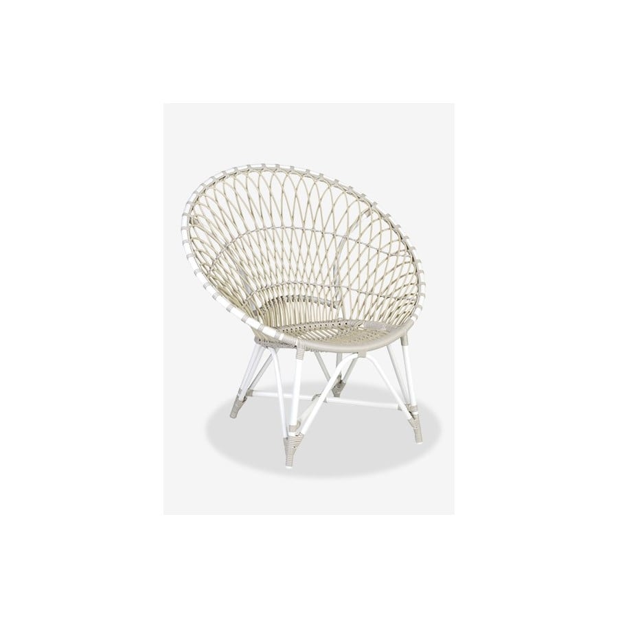 St Lucia Outdoor Rattan Synthetic Round Chair - White/Taupe by Jeffan | Outdoor Chairs | Modishstore - 6