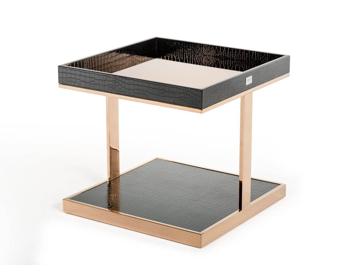 A&X Padua Modern Large Black & Rosegold End Table | Modishstore | End Tables