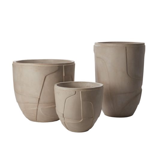 Pakiva Concrete Self Carving Tan Planter and Pots By Accent Decor | Planters, Troughs & Cachepots | Modishstore - 1