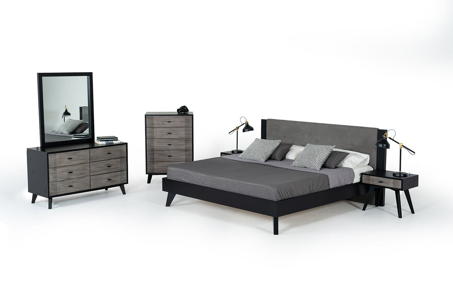 Nova Domus Panther Contemporary Grey & Black Bed-3