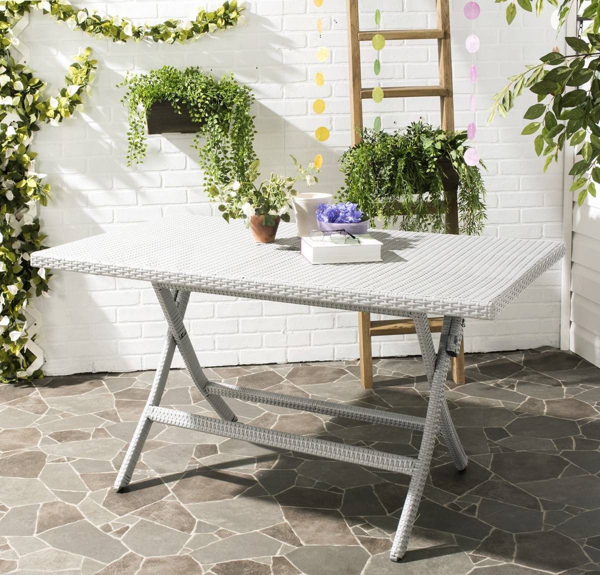 Safavieh Dilettie Rectangle Folding Table | Outdoor Tables |  Modishstore 