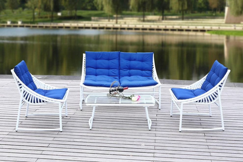 Safavieh Berkane 4 Pc Outdoor Set | Outdoor Sofas, Loveseats & Sectionals | Modishstore - 6