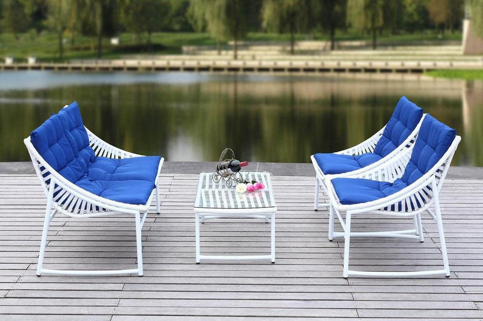 Safavieh Berkane 4 Pc Outdoor Set | Outdoor Sofas, Loveseats & Sectionals | Modishstore - 11