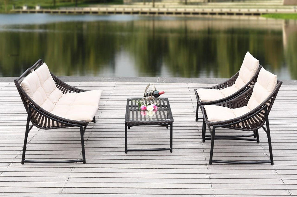 Safavieh Berkane 4 Pc Outdoor Set | Outdoor Sofas, Loveseats & Sectionals | Modishstore - 15