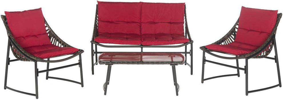 Safavieh Berkane 4 Pc Outdoor Set | Outdoor Sofas, Loveseats & Sectionals | Modishstore - 17