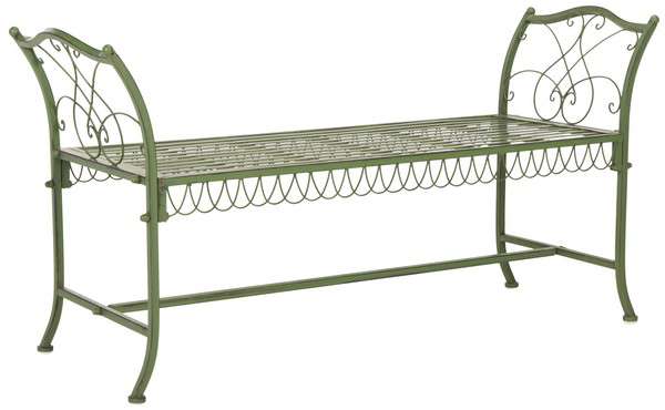 Safavieh Arona Wrought Iron 51-Inch W Outdoor Garden Bench | Outdoor Stools & Benches |  Modishstore  - 2