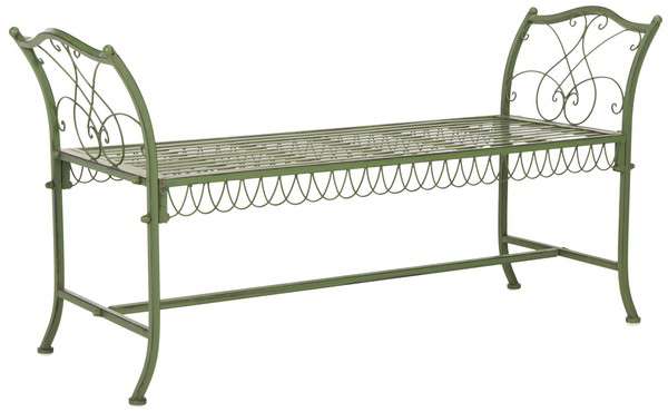 Safavieh Arona Wrought Iron 51-Inch W Outdoor Garden Bench | Outdoor Stools & Benches | Modishstore - 2