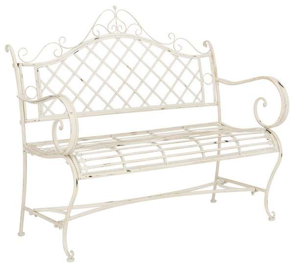 Safavieh Abner Wrought Iron 45.75-Inch W Outdoor Garden Bench | Outdoor Stools & Benches |  Modishstore 