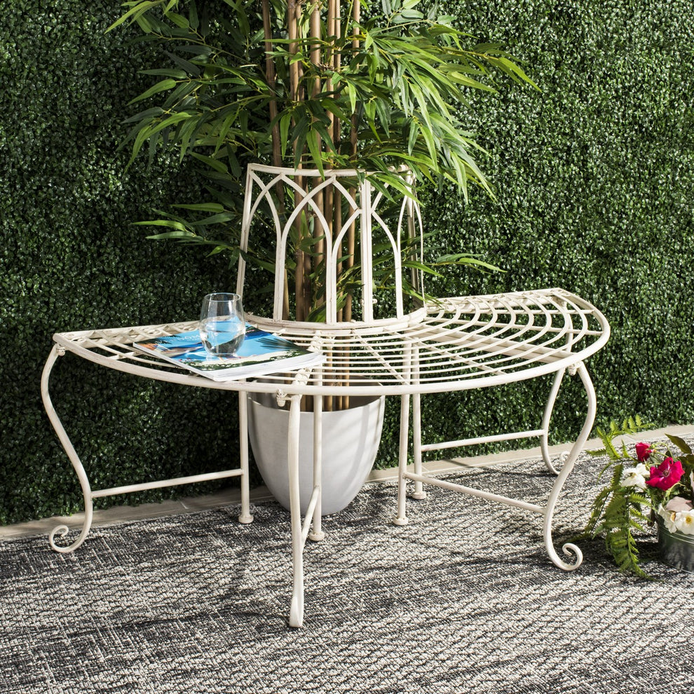 Safavieh Abia Wrought Iron 50-Inch W Outdoor Tree Bench | Outdoor Stools & Benches |  Modishstore  - 2