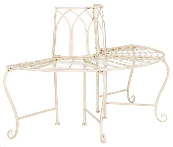Safavieh Abia Wrought Iron 50-Inch W Outdoor Tree Bench | Outdoor Stools & Benches |  Modishstore 